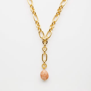 peach amazonite lariat necklace