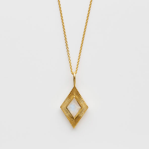 Moonstone kite sunray necklace gold