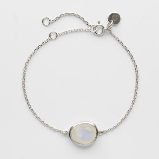 organic rainbow moonstone in silver