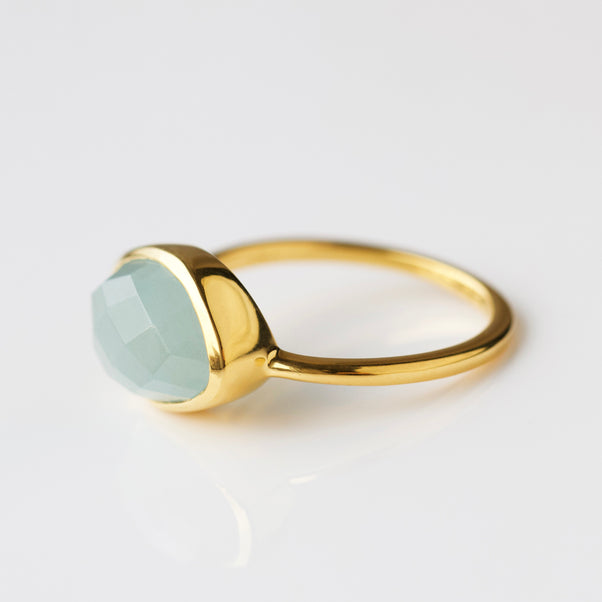 Organic Aquamarine Wave Ring