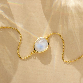 organic moonstone bracelet in gold