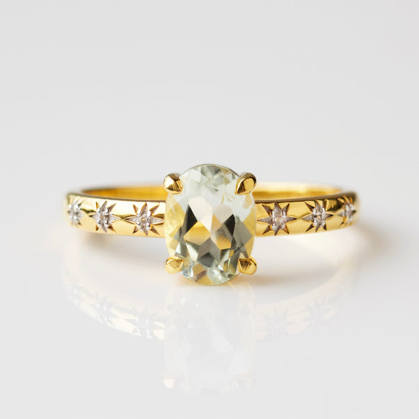 green amethyst starset ring gold
