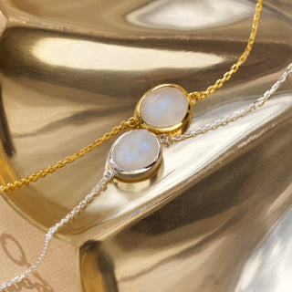 organic moonstone bracelet in gold