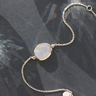 organic rainbow moonstone in silver