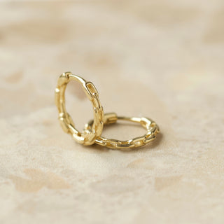 chain hoop earrings in solid gold