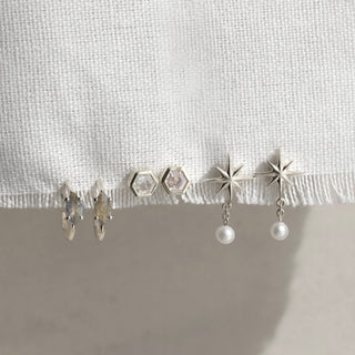 celestial star and pearl drop earrings