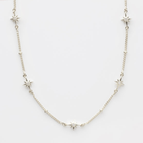 Dainty White Topaz Star Chain