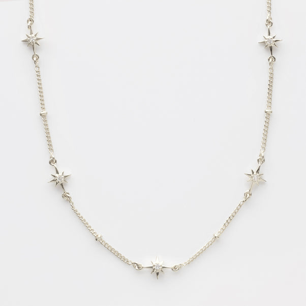 Dainty White Topaz Star Chain