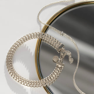 silver vintage woven chain bracelet 