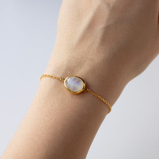 organic moonstone bracelet in gold