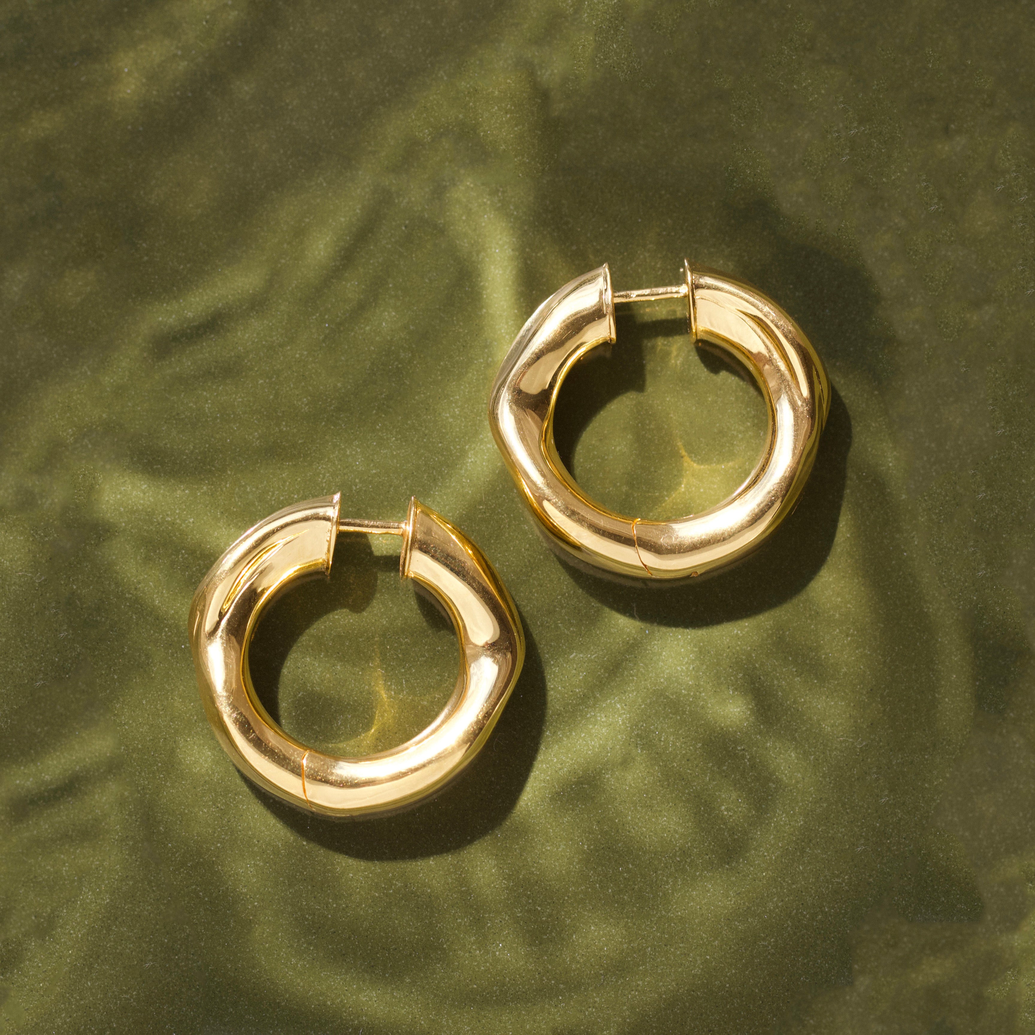 chunky organic hoop earrings gold