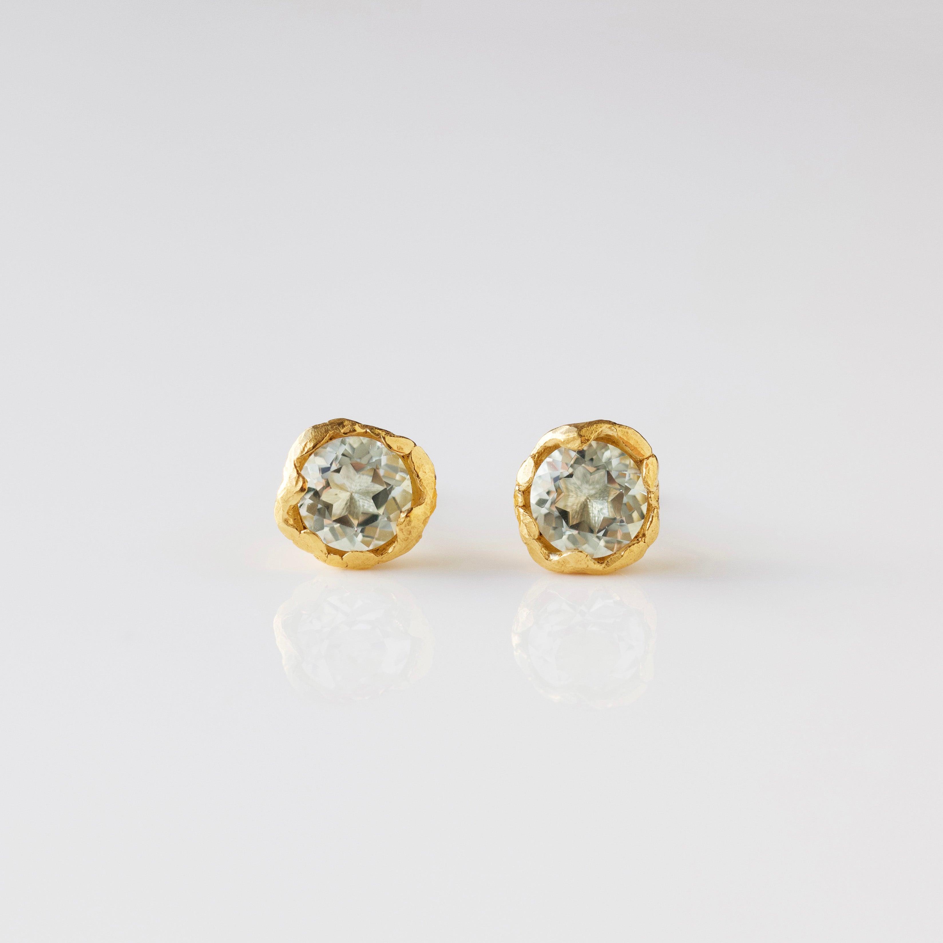 Molten Green Amethyst Stud Earrings Gold Plated Stud Earrings