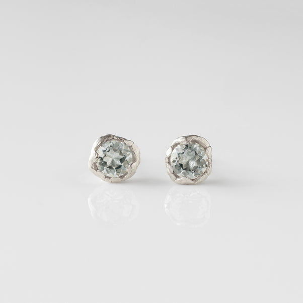 green amethyst stud earrings silver