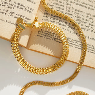 gold vintage woven chain bracelet 