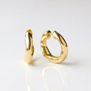 chunky organic hoop earrings gold
