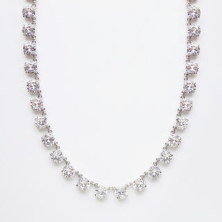 cz statement tennis necklace in silver