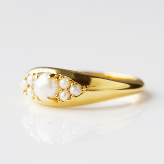 pearl vintage gypsy ring in gold