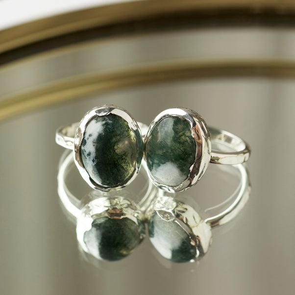 snowflake jade ring silver