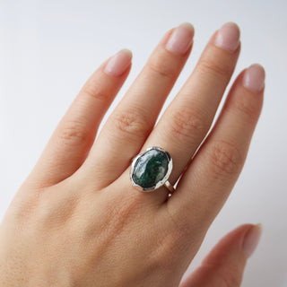 snowflake jade ring silver