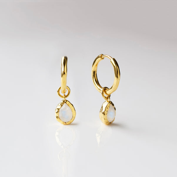 moonstone drop hoop earrings