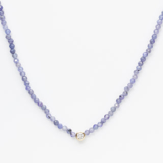 tanzanite and diamond beaded necklace