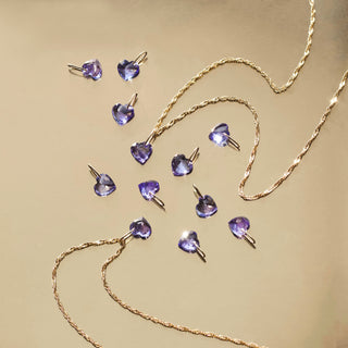 tanzanite heart necklace in solid yellow gold