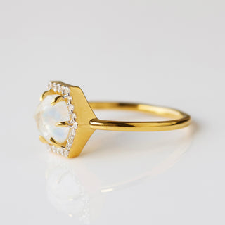 Icon Moonstone & Diamond Hexagon Ring