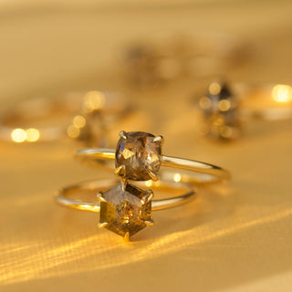 brown salt and pepper diamond ring in solid gold