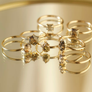 Brown salt and pepper diamond ring in solid gold