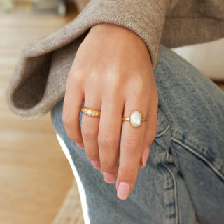 baroque pearl ring in gold