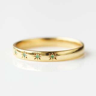 emerald star set gold ring