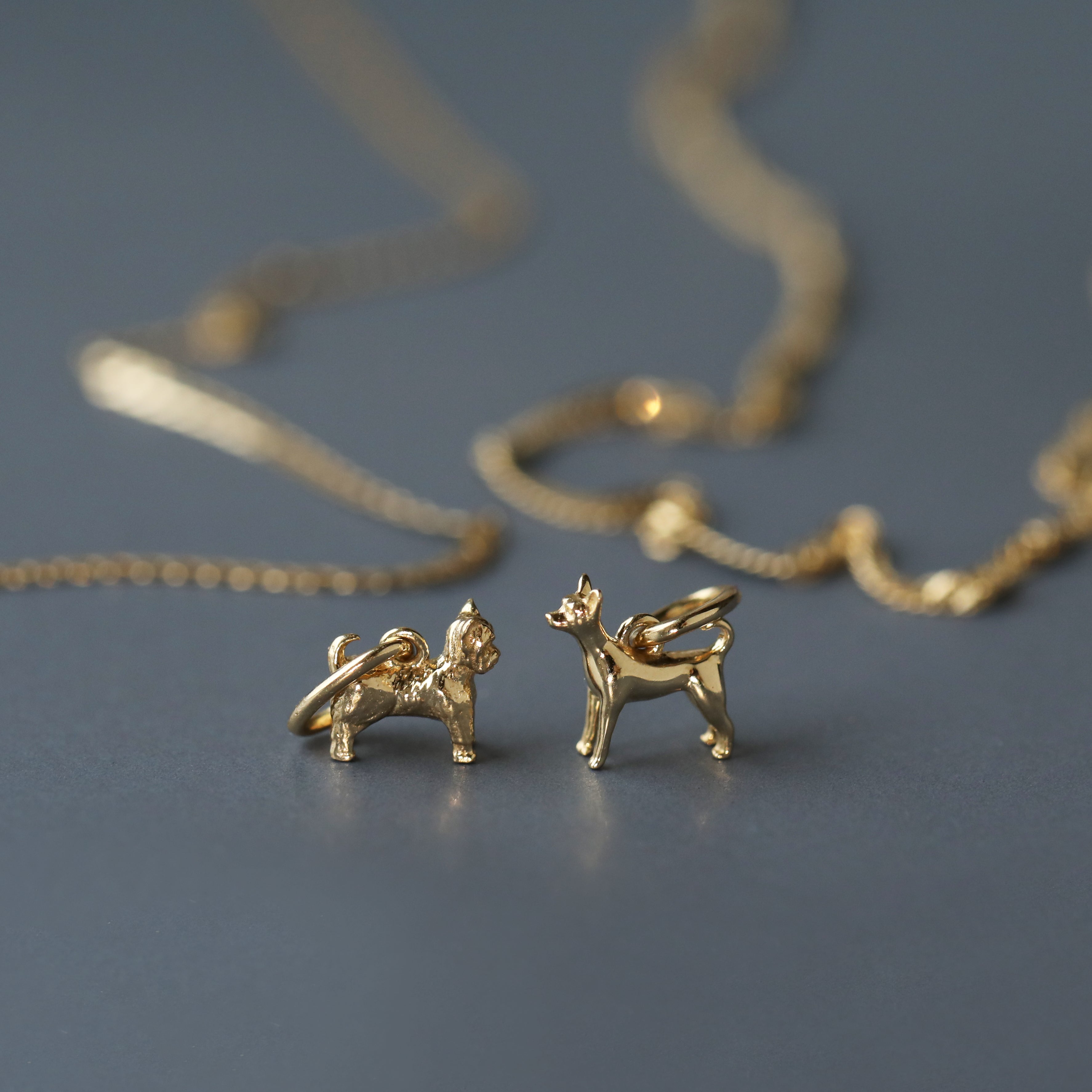 9k solid gold dog charm