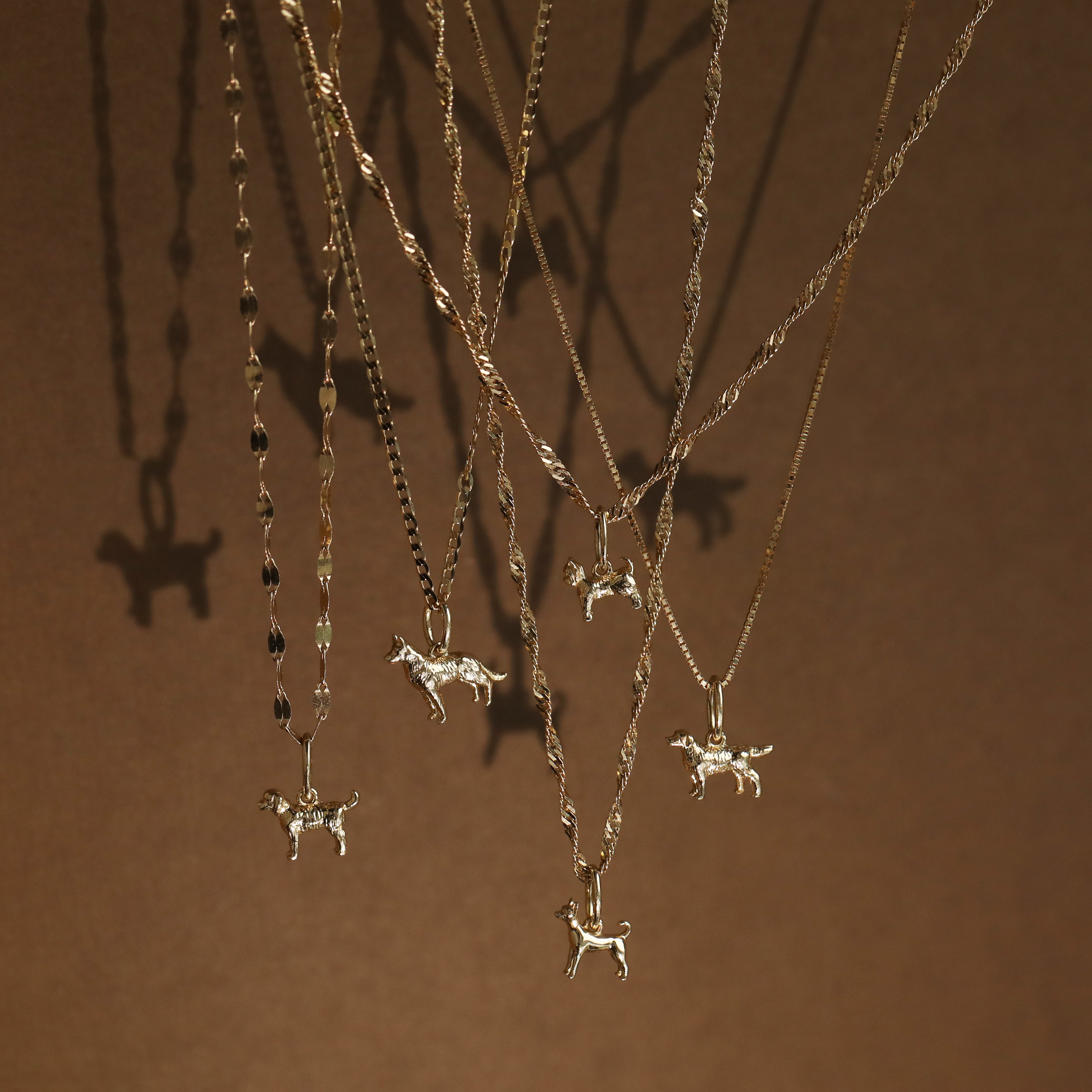 9k solid gold dog charms