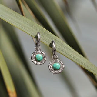 Turquoise Coin Hoop Earrings