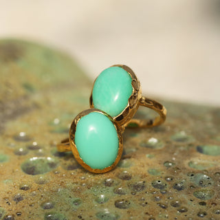 Chrysoprase Molten Statement Ring