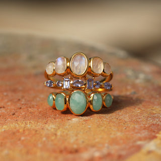 Tanzanite stone stacking ring in gold