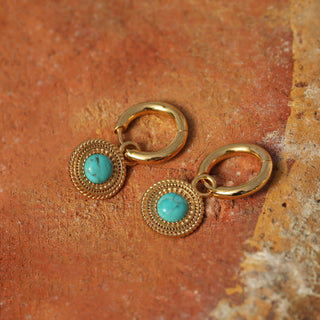 aztec turquoise hoop earrings