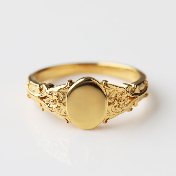 Engravable Gold signet ring