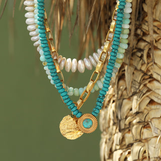 Blue Opal Beaded Necklace
