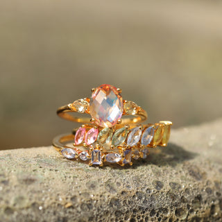 Sapphire rainbow ring in gold