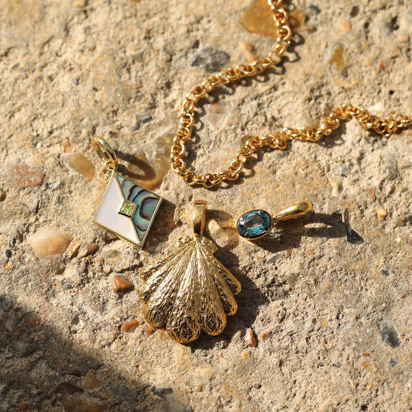 teal kyanite pendant gold