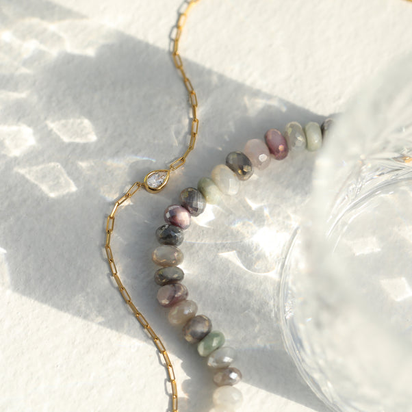 Coated Moonstone beaded necklace
