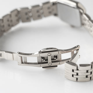 Silver square face watch