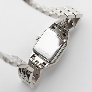 Silver watch with white dial