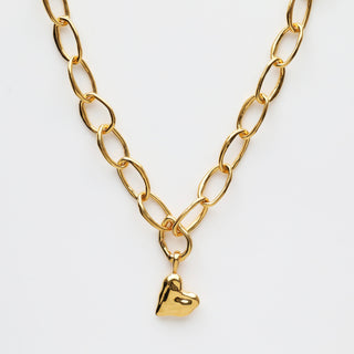 Molten Oval Link Necklace with Heartbeat Pendant