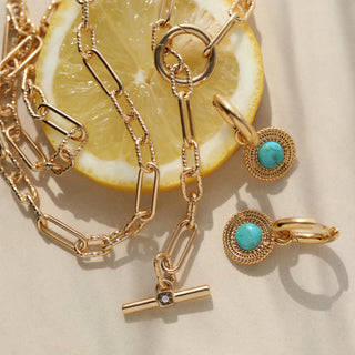 Turquoise Coin Hoop Earrings