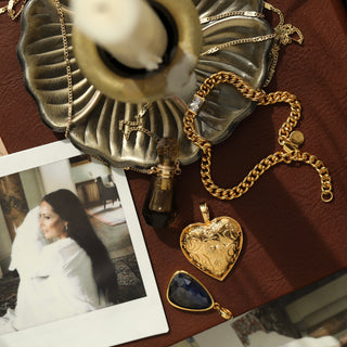 Carrie Elizabeth Gold engraved heart pendant