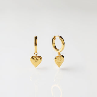 Loveheart Drop Huggie Hoop Earrings