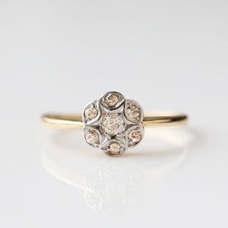 Vintage Diamond 18k Yellow Gold and Platinum Ring- UK Size Q