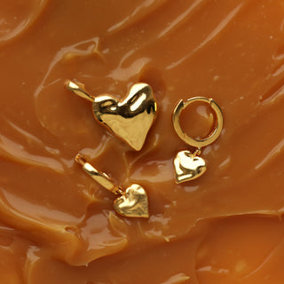 carrie elizabeth heart hoop drop earrings gold vermeil
